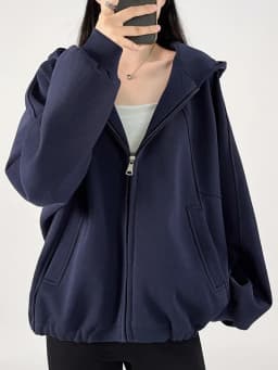 KarSaNy Hooded Sweatshirt With Zipper Women Oversize Hoodies Loose Navy Blue Casual Jackets Women's Zipper Sweatshirts With Hood