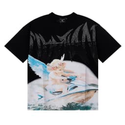 MIXED EMOTION Shirt Rhinestone Short Sleeve Men Women T-shirt Streetwear 100% Cotton Loose Round Neck Top Tees Oversized Tee Top