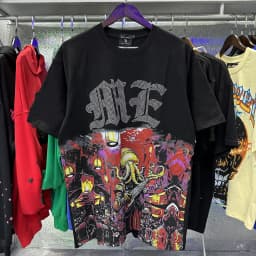 MIXED EMOTION Shirt Rhinestone Short Sleeve Men Women T-shirt Streetwear 100% Cotton Loose Round Neck Top Tees Oversized Tee Top