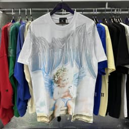MIXED EMOTION Shirt Rhinestone Short Sleeve Men Women T-shirt Streetwear 100% Cotton Loose Round Neck Top Tees Oversized Tee Top