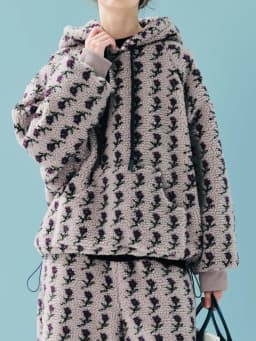 imakokoni Floral Printed Plush Lamb Wool Warm Hoodie Top Women's Hoodies Sweatshirts Female Clothing for Women