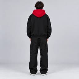 Y2K Gothic Hoodie Unisex Black Red Colorblock Oversized Sweatshirt Asymmetric Metal Buckle Hooded Pullover Punk Streetwear Fashi