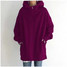 Oversized S-5XL Women Loose Hooded Coats Autumn Female Tie Collar Long Sleeve Zipper Up Add Velvet X-Long Sweatshirt JYFS-HS0714