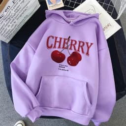 Girls 2000s Cherry Love Long Sleeve Pocket Hoodies Funny Gothic Sweatshirt Women's Print Casual Hoody Streetwear Y2k Clothes