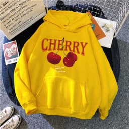Girls 2000s Cherry Love Long Sleeve Pocket Hoodies Funny Gothic Sweatshirt Women's Print Casual Hoody Streetwear Y2k Clothes