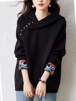 Chinese Style Sweatshirts Women's Hoodies Fashion Pullovers Spring Autumn Casual Sweatshirts Tops Female