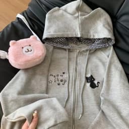 Cat Ears Hooded Sweatshirts Jackets Women's Clothing Long Sleeve Zipper Cartoon Jacket Casual Fashion Korean Y2k Hoodies Coats