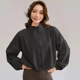 New Autumn Winter Clothes Warm Casual High Waist Coat Solid Color Fleece Fitness Short Jacket Slim Lady Zipper Sweatshirt Women