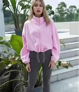 New Autumn Winter Clothes Warm Casual High Waist Coat Solid Color Fleece Fitness Short Jacket Slim Lady Zipper Sweatshirt Women