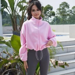 New Autumn Winter Clothes Warm Casual High Waist Coat Solid Color Fleece Fitness Short Jacket Slim Lady Zipper Sweatshirt Women