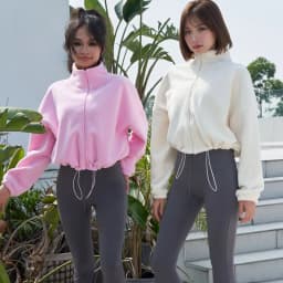 New Autumn Winter Clothes Warm Casual High Waist Coat Solid Color Fleece Fitness Short Jacket Slim Lady Zipper Sweatshirt Women