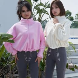 New Autumn Winter Clothes Warm Casual High Waist Coat Solid Color Fleece Fitness Short Jacket Slim Lady Zipper Sweatshirt Women