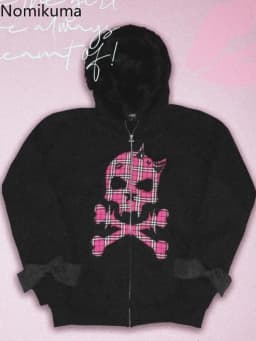 Streetwear Women Hoodies Y2k Tops 2025 Ropa Mujer Fashion Striped Hooded Sweatshirts Jackets Skull Casual Fashion Goth Hoodie