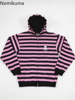 Streetwear Women Hoodies Y2k Tops 2025 Ropa Mujer Fashion Striped Hooded Sweatshirts Jackets Skull Casual Fashion Goth Hoodie