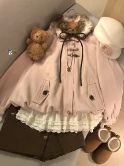 Japanese Kawaii Rabbit Ears Hoodies Tops Women Design Loose Dot Lace Patchwork Cute Coat Harajuku Chic Sweet Lovely ​Sweatshirts