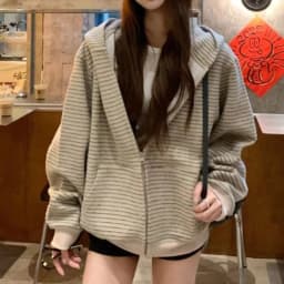 Y2K Vintage Zipper Hoodie Women Long Sleeve Subculture Purple Stripe Priint Harajuku Style Autumn Spting Casual Tops Streetwear