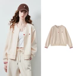 TOYOUTH Women's Air Cotton Sweatshirt Jacket 2026 Autumn New Plaid Patchwork Heart Embroidery College
