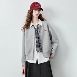 TOYOUTH Women's Air Cotton Sweatshirt Jacket 2026 Autumn New Plaid Patchwork Heart Embroidery College