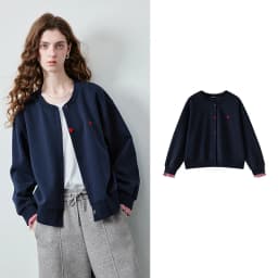 TOYOUTH Women's Air Cotton Sweatshirt Jacket 2026 Autumn New Plaid Patchwork Heart Embroidery College