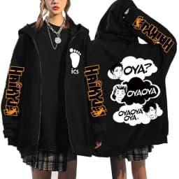 Haikyuu Graphic Zippper Jackets Sweatshirts Japanese Anime Manga Y2k Gothic Zip Up Hoodies Karasuno Fly High Harajuku Streetwear