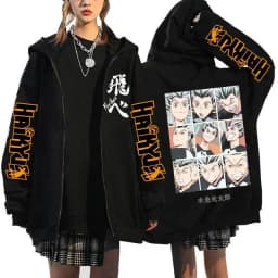 Haikyuu Graphic Zippper Jackets Sweatshirts Japanese Anime Manga Y2k Gothic Zip Up Hoodies Karasuno Fly High Harajuku Streetwear