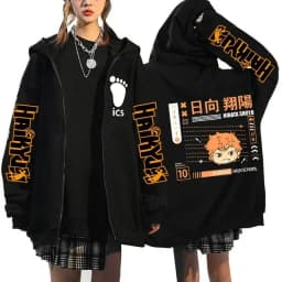 Haikyuu Graphic Zippper Jackets Sweatshirts Japanese Anime Manga Y2k Gothic Zip Up Hoodies Karasuno Fly High Harajuku Streetwear