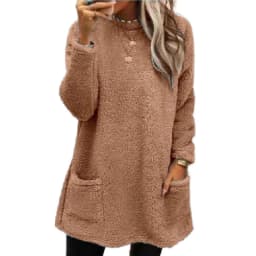 2025 Autumn Winter Women Warm Coat Streetwear Fleece Pocket Thinken Sweatershirt Autumn Female Casual Loose Outfits Casual Tops