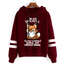 Women’s Graphic Just Intelligent Beyond Your Understanding Long Sleeves Casual Versatile Pullover Cute Fox Hoodies Autumn Tops