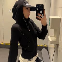 Harajuku Casual Rivet Hooded Hoodies 2025 Autumn Women Y2k Aesthetic Dual Zippers Streetwear Coats Grunge Slim Fit Sweatshirts