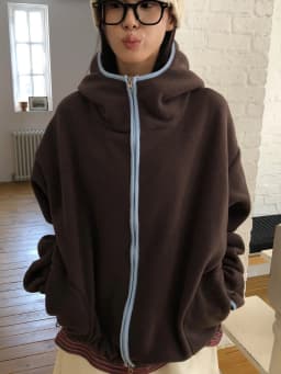 Korean Fashion Double-Sided Fleece Color Block Hoodie Women's Autumn Winter New Design Lazy Style Sweatshirt Outerwear
