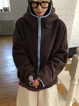 Korean Fashion Double-Sided Fleece Color Block Hoodie Women's Autumn Winter New Design Lazy Style Sweatshirt Outerwear