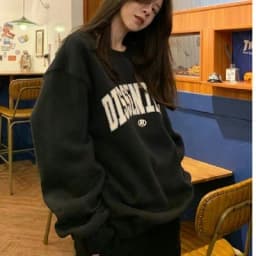 Afashion Women's Loose Fit Thin American Style Hoodie Spring Autumn Trendy Hiphop High Street Casual Long Sleeve round Neck Prin