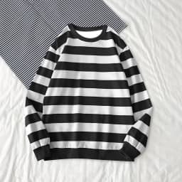 Women's Long-Sleeve Striped Sweatshirt Casual Crewneck Oversized Pullover Harajuku Loose Fit Stripe Fall Street Sweatshirt Top