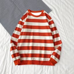 Women's Long-Sleeve Striped Sweatshirt Casual Crewneck Oversized Pullover Harajuku Loose Fit Stripe Fall Street Sweatshirt Top