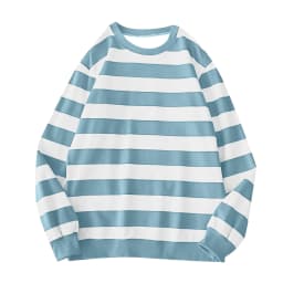Women's Long-Sleeve Striped Sweatshirt Casual Crewneck Oversized Pullover Harajuku Loose Fit Stripe Fall Street Sweatshirt Top