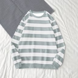 Women's Long-Sleeve Striped Sweatshirt Casual Crewneck Oversized Pullover Harajuku Loose Fit Stripe Fall Street Sweatshirt Top