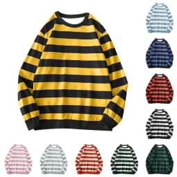 Women's Long-Sleeve Striped Sweatshirt Casual Crewneck Oversized Pullover Harajuku Loose Fit Stripe Fall Street Sweatshirt Top