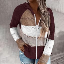 Customizable Casual Knitted Zipper Hoody Hoodie For Women