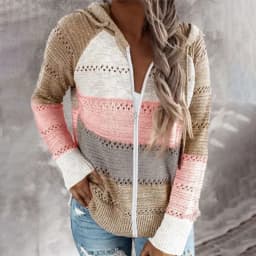 Customizable Casual Knitted Zipper Hoody Hoodie For Women