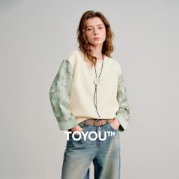TOYOUTH Women Hoodies 2026 Spring New Fake Two-Piece Splicing Jacquard Casual Sweatshirt Tops