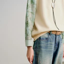 TOYOUTH Women Hoodies 2026 Spring New Fake Two-Piece Splicing Jacquard Casual Sweatshirt Tops