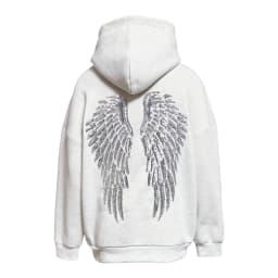 Glitter Angel Wings Printed Hoodies Women Streetwear Loose Long Sleeve White Pullover Fashion Y2k Harajuku Casual Sweatshirts