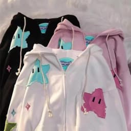 New Five-pointed Star Cartoon Hooded Girls' Appliquéd Pullover Hoodie Jacket Woman Sweatshirts