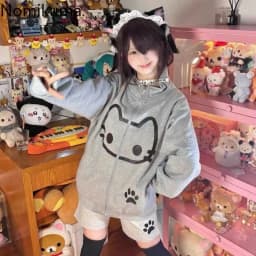 2025 Ropa Mujre Anime Hoodie Jackets Women's Clothing Stand Neck Zipper Cute Y2k Coat Casual Fashion Japanese Sweatshirts Tops