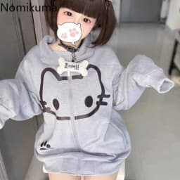 2025 Ropa Mujre Anime Hoodie Jackets Women's Clothing Stand Neck Zipper Cute Y2k Coat Casual Fashion Japanese Sweatshirts Tops