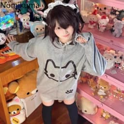 2025 Ropa Mujre Anime Hoodie Jackets Women's Clothing Stand Neck Zipper Cute Y2k Coat Casual Fashion Japanese Sweatshirts Tops