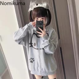 2025 Ropa Mujre Anime Hoodie Jackets Women's Clothing Stand Neck Zipper Cute Y2k Coat Casual Fashion Japanese Sweatshirts Tops