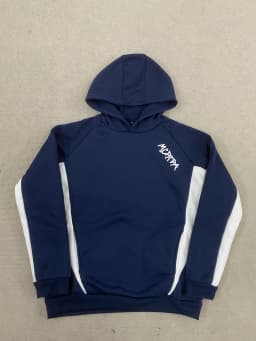 Blue striped simple hoodie, high street casual loose fit men's and women's sportswear set, two-piece set, cotton skin friendly