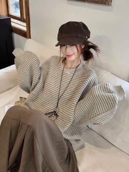 Women Vintage Striped Sweatshirts Autumn Winter Preppy Loose Casual O Neck Pullovers Retro Streetwear Long Sleeve Baggy Tops New