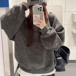 Women Vintage Striped Sweatshirts Autumn Winter Preppy Loose Casual O Neck Pullovers Retro Streetwear Long Sleeve Baggy Tops New